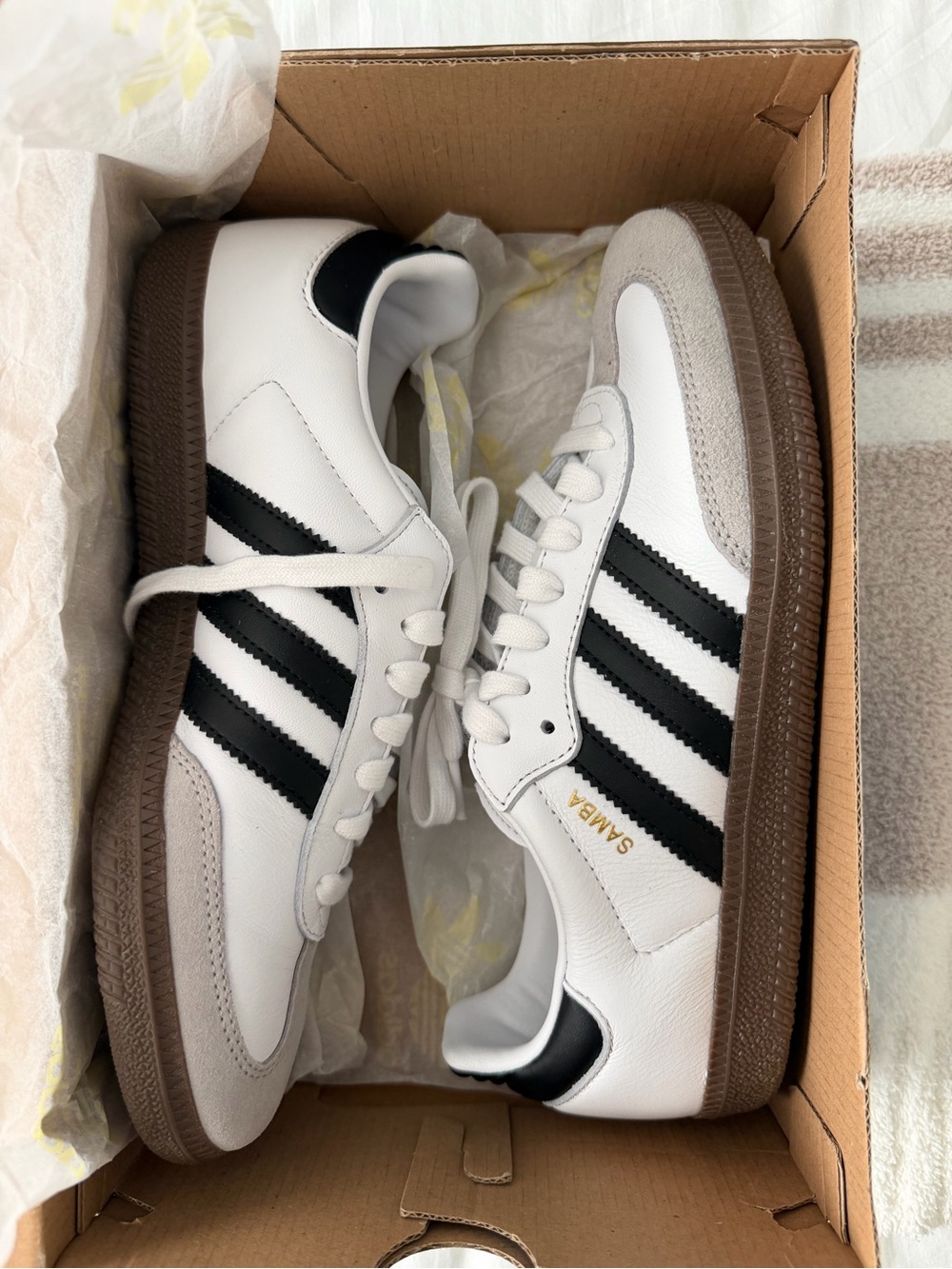 adidas Samba White Black and Brown Sole Women's Athletic Shoes